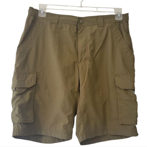 L.L. Bean Men's Olive Green/ Brown Nylon Cargo Shorts Size M - Picture 1 of 10